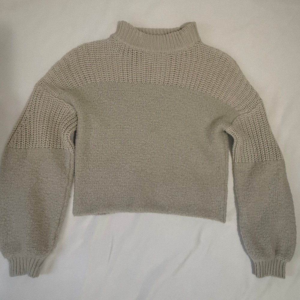 Petal Pup Knit Mock Neck Cropped Sweater Beige Women's Size 2 - Picture 7 of 11